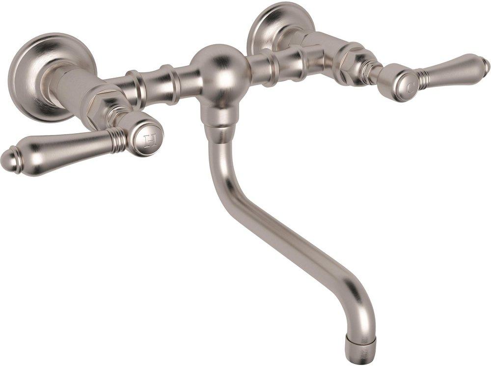 ROHL&reg; Satin Nickel Two Handle Bridge Bathroom Sink Faucet 