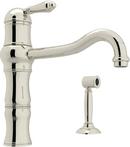 1-Hole Kitchen Faucet with Single Metal Lever Handle and Sidespray in Polished Nickel