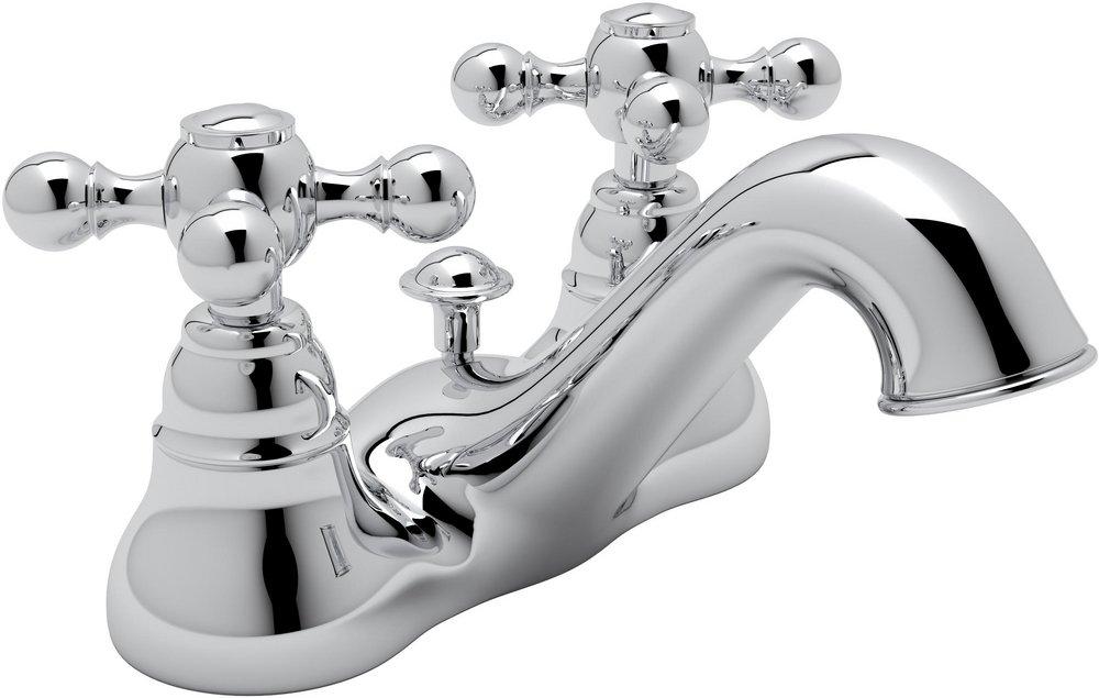 ROHL&reg; Polished Chrome Bathroom Sink Faucet with Double Cross Handle 