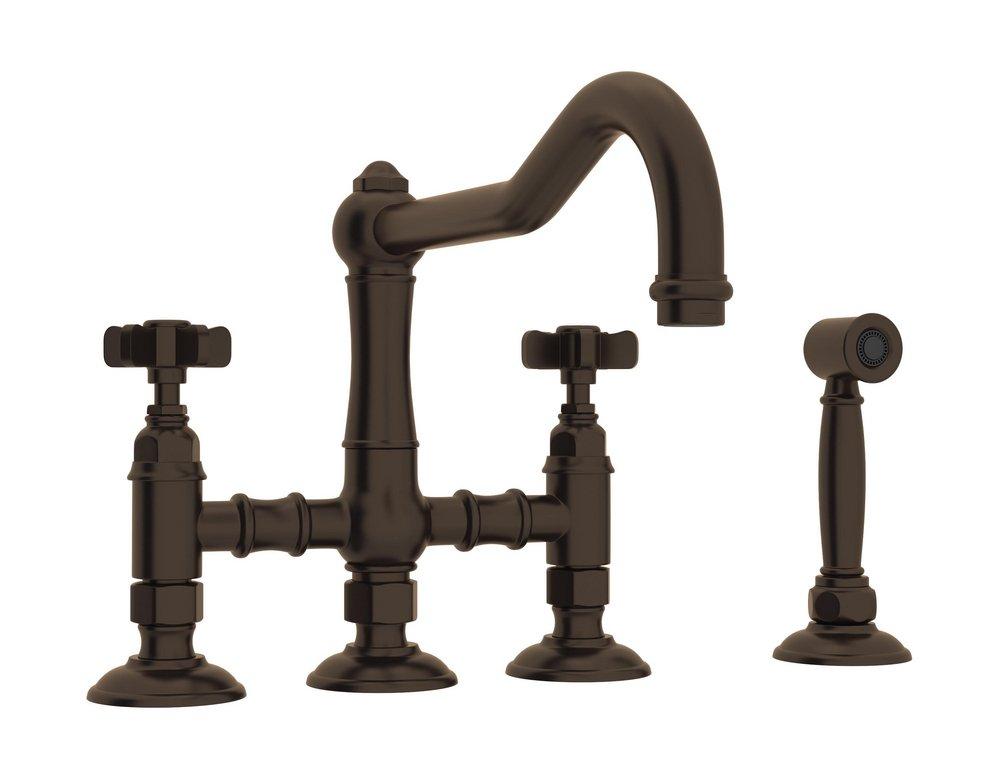 ROHL&reg; Tuscan Brass Two Handle Bridge Kitchen Faucet 