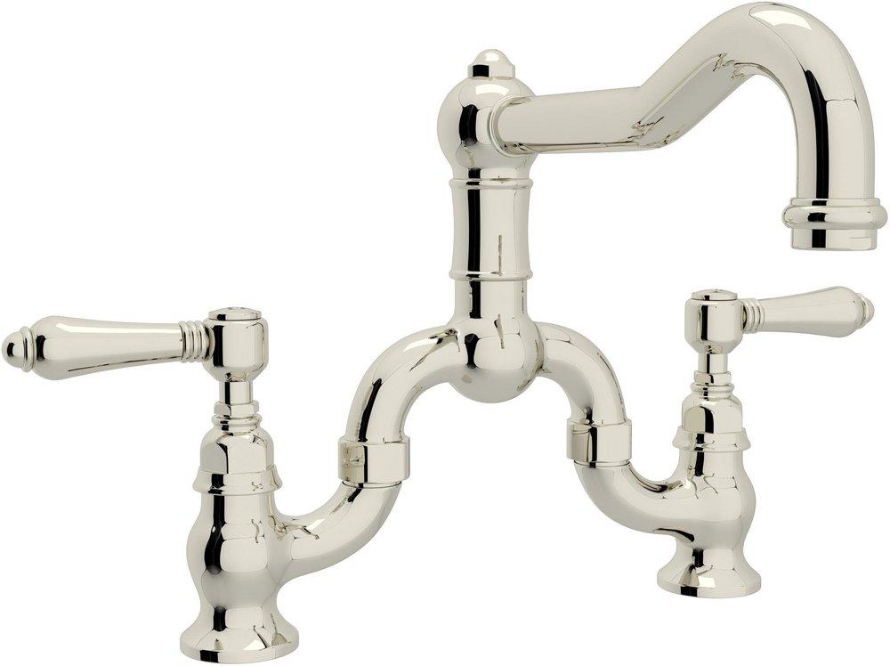 ROHL&reg; Polished Nickel Bridge Kitchen Faucet with Double Lever Handle 