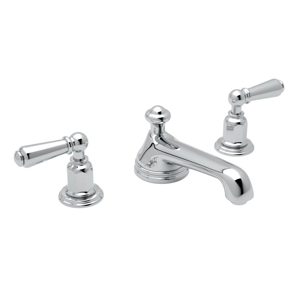 Perrin & Rowe&reg; Polished Chrome 1.2 gpm Double Lever Handle Widespread Lavatory Faucet 