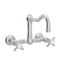 Two Handle Bridge Kitchen Faucet in Polished Chrome