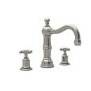 Perrin & Rowe Satin Nickel Two Handle Widespread Bathroom Sink Faucet 