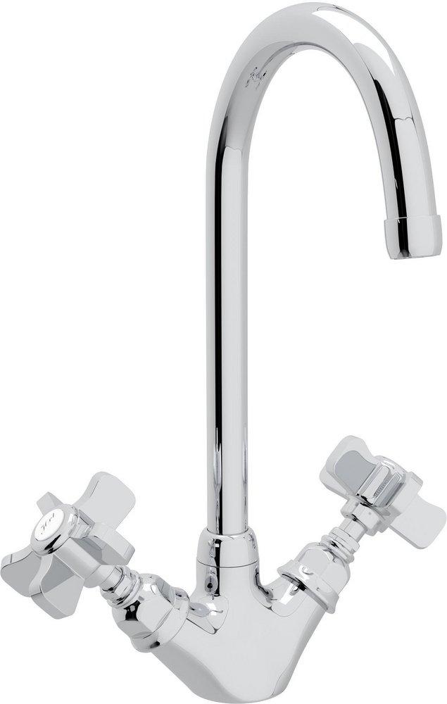 ROHL&reg; Polished Chrome Bar Mixer with Double Five Spoke Handle 