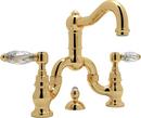 Deckmount Bridge Bathroom Sink Faucet with Double Crystal Lever Handle in Inca Brass