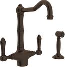 Two Handle Kitchen Faucet with Side Spray in Tuscan Brass