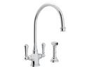 Perrin & Rowe&reg; Polished Chrome 1.8 gpm 1-Hole Double Lever Handle Kitchen Faucet with Sidespray 