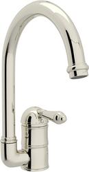1-Hole Column Spout Kitchen Faucet with Single Metal Lever Handle in Polished Nickel