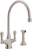 Perrin & Rowe&reg; Satin Nickel 1.8 gpm 1-Hole Double Lever Handle Kitchen Faucet with Sidespray 