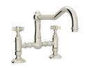 Bridge Kitchen Faucet with Double Cross Handle in Polished Nickel