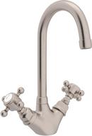 ROHL&reg; Satin Nickel 1.5 gpm 1-Hole Kitchen Sink Faucet with Double Cross Handle 
