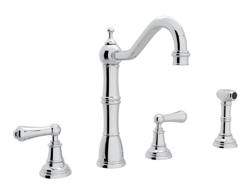 Perrin & Rowe&reg; Chrome Two Handle Widespread Kitchen Faucet 