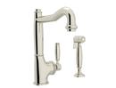 1-Hole Kitchen Faucet with Single Lever Handle and Sidespray in Polished Nickel