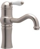 ROHL® Satin Nickel Deckmount Bathroom Sink Faucet with Single Porcelain Lever Handle