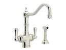 Perrin & Rowe&reg; Polished Nickel 2-Hole Filtration Kitchen Faucet with Double Lever Handle and Sidespray 