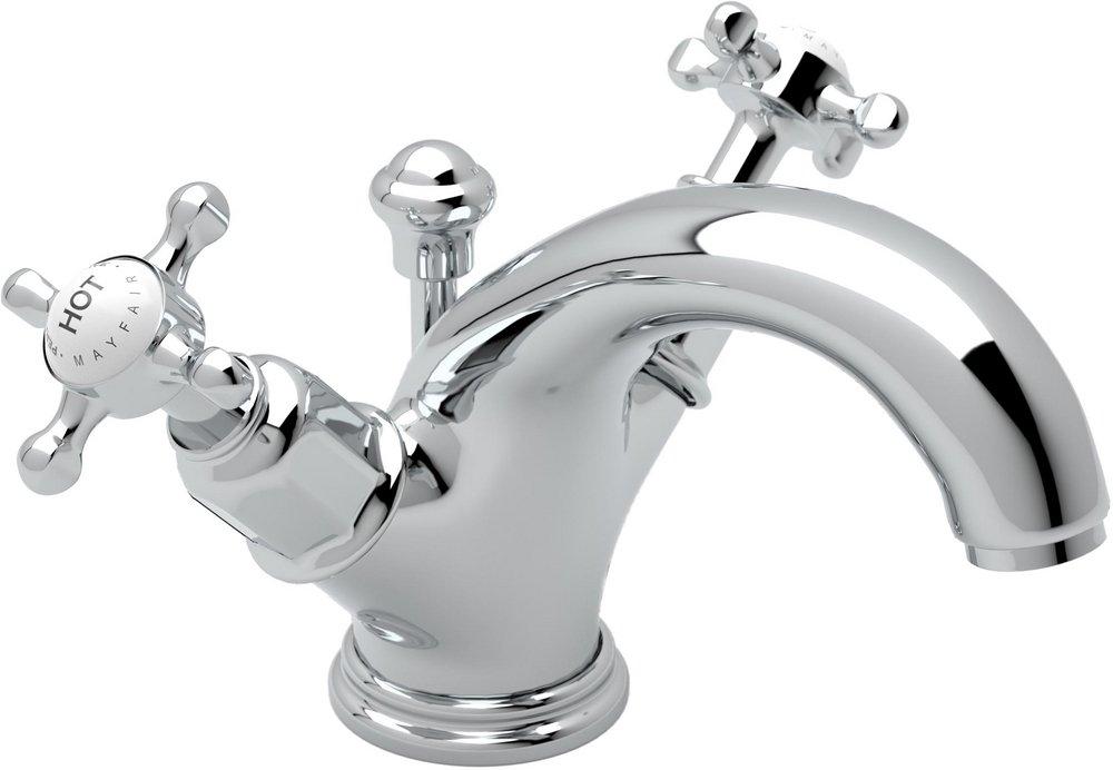 Perrin & Rowe&reg; Polished Chrome Two Handle Widespread Bathroom Sink Faucet Cross Handle 