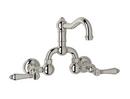 ROHL&reg; Polished Nickel Wall Mount Bridge Bathroom Sink Faucet with Double Metal Lever Handle 