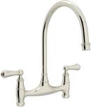 Perrin & Rowe&reg; Polished Nickel 2-Hole Double Lever Handle Bridge Kitchen Faucet 