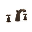 Perrin & Rowe English Bronze Widespread Bathroom Sink Faucet with Double Cross Handle 