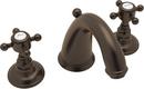 ROHL&reg; Tuscan Brass Deckmount Widespread Bathroom Sink Faucet with Double Crystal Cross Handle 