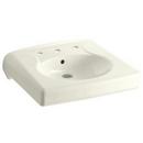 Wall Mount Lavatory Sink with 8 in. Centerset Faucet in Biscuit