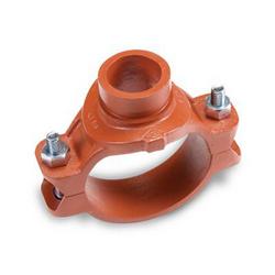 4 x 1-1/4 in. Grooved Painted Ductile Iron and Rubber Mechanical Tee