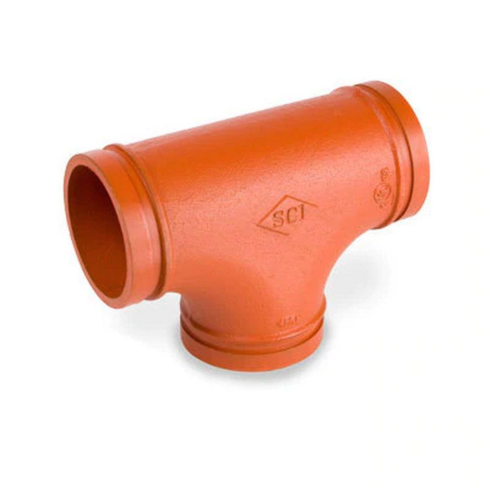 Smith-Cooper Grooved Painted Ductile Iron and Rubber Mechanical Tee 