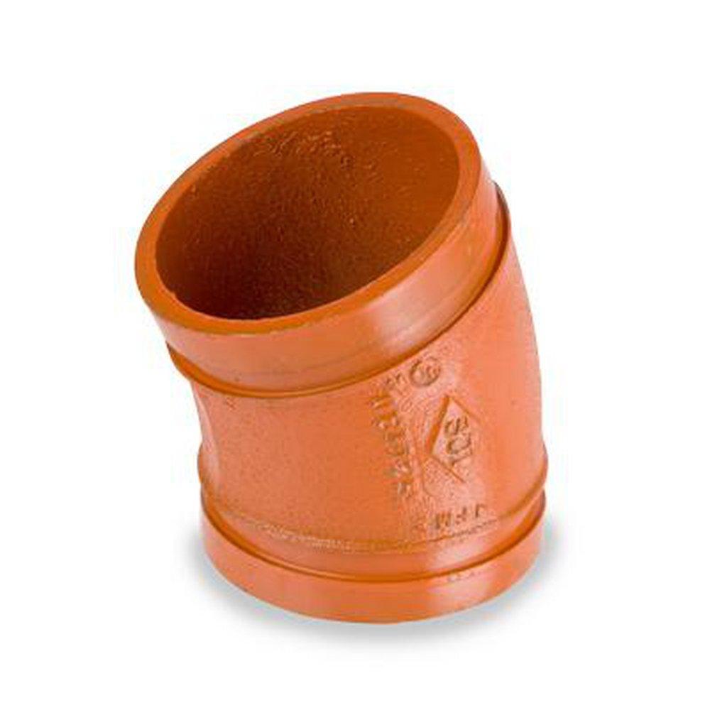 Orange Grooved Schedule 40 Ductile Iron 22-1/2 Degree Bend 
