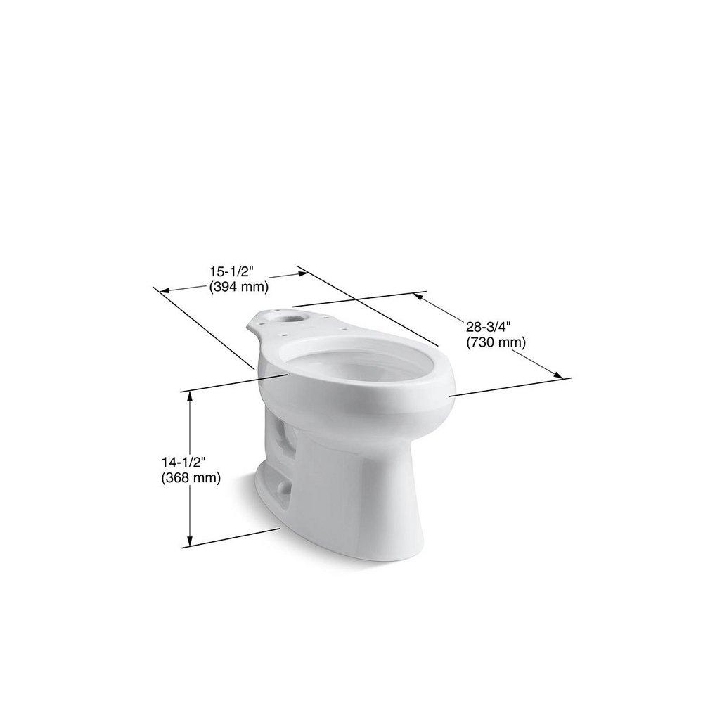 KOHLER White Elongated Toilet Bowl (Seat Not Included) 