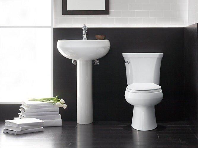 KOHLER White 1.6 gpf Elongated Floor Mount Toilet Bowl 