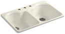 33 X 22 Three Hole 2 Elongated Bowl Self-Rimming SINK Hartland Biscuit