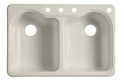 33 in. Drop-in Cast Iron Double Bowl Kitchen Sink in Biscuit
