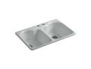 33 x 22 in. 2 Hole Cast Iron Double Bowl Drop-in Kitchen Sink in Ice™ Grey