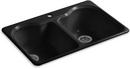 33 x 22 in. 1 Hole Cast Iron Double Bowl Drop-in Kitchen Sink in Black Black™