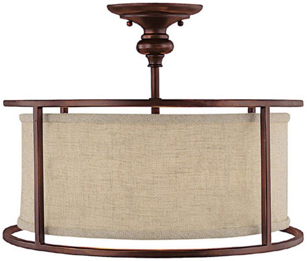 Capital Lighting Burnished Bronze 13 x 17 in. 60 W 3-Light Medium Semi-Flush Mount Ceiling Fixture in Burnished Bronze 