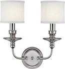 2-Light Wall Sconce in Polished Nickel with Decorative Fabric Glass Shade