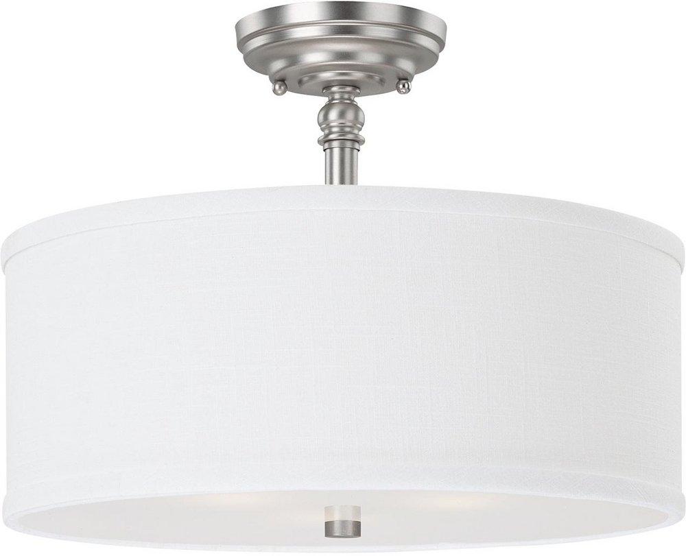 Capital Lighting Matte Nickel 60 W 3-Light Candelabra Semi-Flush Mount Ceiling Fixture 
