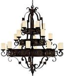 60W 20-Light Medium Incandescent Chandelier in Rustic Iron with Rust Scavo Glass Shade