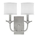 2-Light Wall Sconce in Matte Nickel with Decorative Fabric Stay Straight Glass Shade