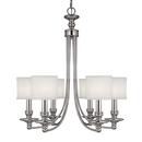 60W 6-Light Candelabra Incandescent Chandelier in Polished Nickel with Decorative Fabric Glass Shade