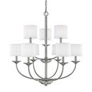 60W 9-Light Candelabra Incandescent Chandelier in Matte Nickel with Decorative Fabric Glass Shade