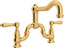 Bridge Kitchen Faucet with Double Lever Handle in Inca Brass