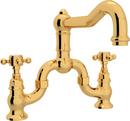 ROHL&reg; Inca Brass High Arc Bridge Kitchen Faucet with Double Cross Handle 