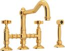 Two Handle Bridge Kitchen Faucet in Italian Brass