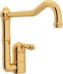 1-Hole Kitchen Faucet with Single Metal Lever Handle and 11 in. Column Spout in Inca Brass