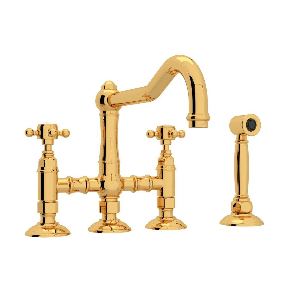ROHL&reg; Italian Brass Two Handle Bridge Kitchen Faucet 