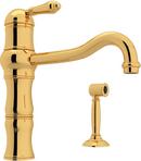 ROHL&reg; Inca Brass 1-Hole Kitchen Faucet with Single Metal Lever Handle and Sidespray 