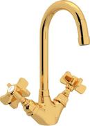 1-Hole Kitchen and Bar Faucet with Five Spoke Handle in Inca Brass