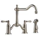 Two Handle Bridge Kitchen Faucet in Stainless